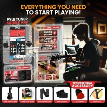 Pyle Acoustic Guitar Kit - 1/2 Size for Beginners