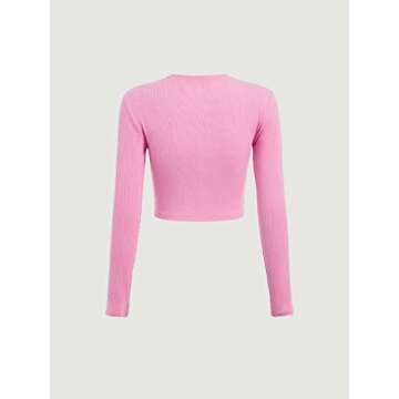 DXXDLE Womens Casual T Shirt Top Long Sleeve Square Neck Rib-Knit Tee Pullovers Blouses