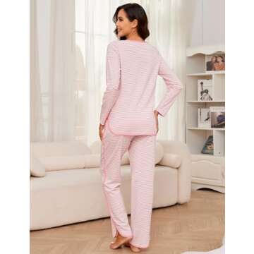 Namatime Women's Cotton Pajama Sets - Comfy Stripe Lounge Wear