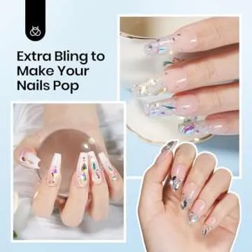 Beetles Gel Polish Nail Glue with Nail Gems Set, 15ml Nail Rhinestone Glue &120+2000Pcs Crystal Glass AB Rhinestones For Nails art, Nail Gems with Double-Ended Clean Up Nail Brush Gifts for Girls