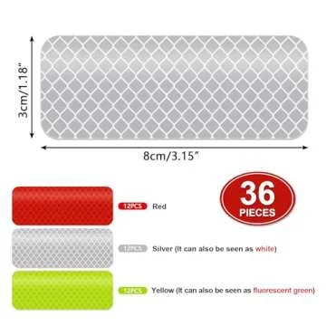 psler Reflective Stickers 36 PCS High Visibility Reflective Tape Waterproof Reflective Strips Bulk Safety Reflective Tape for Car Motorcycle Bike Trailer Helmet Mailbox Bag, 1.18 x 3.15 Inch