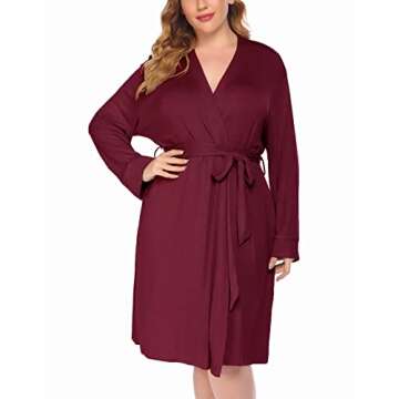 IN'VOLAND Women Plus Size Robes Long Sleeve Bath Robe Knit Bathrobe Soft Sleepwear Ladies Nightwear(16W-28W)
