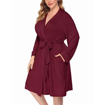 IN'VOLAND Women Plus Size Robes Long Sleeve Bath Robe Knit Bathrobe Soft Sleepwear Ladies Nightwear(16W-28W)