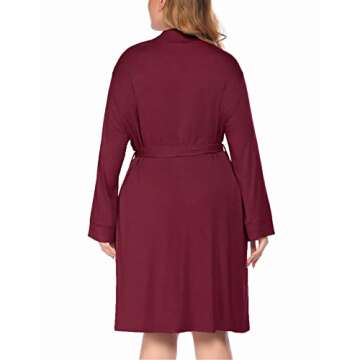 IN'VOLAND Women Plus Size Robes Long Sleeve Bath Robe Knit Bathrobe Soft Sleepwear Ladies Nightwear(16W-28W)