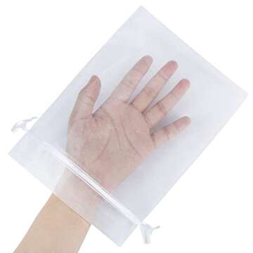 HRX Package 100pcs Sheer Organza Bags White, 6 x 9 inches Christmas Wedding Shower Party Favors Gift...