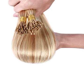 S-noilite Pre Bonded I Tip Human Hair Extensions 100 Strands 50g Keratin Cold Fusion Extensions 18inch Ash Blonde/Bleach Blonde #18/613
