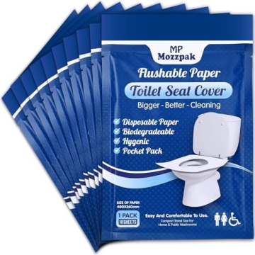 MP MOZZPAK Toilet Seat Covers - 100 Count XL Flushable & Biodegradable Travel Essentials