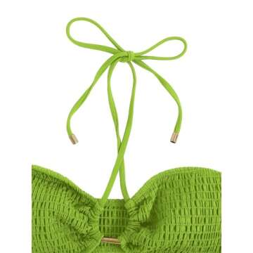 Stylish SweatyRocks 2 Piece Ribbed Green Bikini Swimsuit