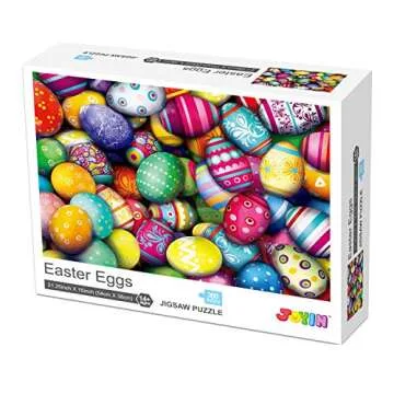 JOYIN 300 Large Piece Jigsaw Puzzle (21.25 x 15 inches) Eggcellent for Easter Party Favors Plush Easter Basket for Baby, Toddler & Kids of All Ages
