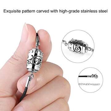 Aromatherapy Essential Oil Diffuser Necklace 316L Stainless Steel Adjustable Pendulum Pattern Aroma Necklace with 4PCS Refill Sticks, Retro Hollow Design Relaxation Necklace Gifts