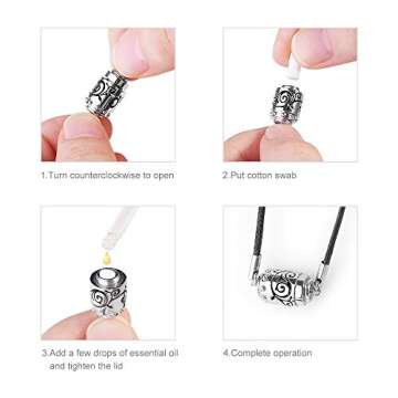 Aromatherapy Essential Oil Diffuser Necklace 316L Stainless Steel Adjustable Pendulum Pattern Aroma Necklace with 4PCS Refill Sticks, Retro Hollow Design Relaxation Necklace Gifts