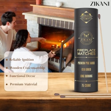 ZIKANI 10-Inch Stylish Fireplace Matches Set of 75 Long Matches