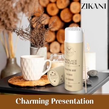 ZIKANI 10-Inch Stylish Fireplace Matches Set of 75 Long Matches