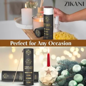 ZIKANI 10-Inch Stylish Fireplace Matches Set of 75 Long Matches