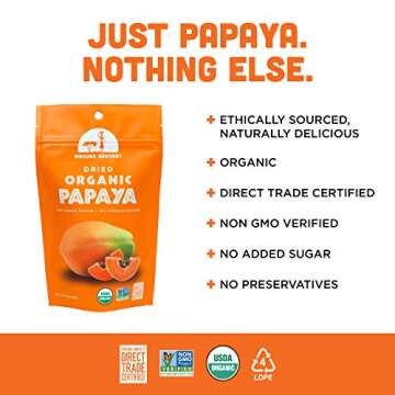 Mavuno Harvest Papaya Dried Fruit Snacks | Organic & Tasty