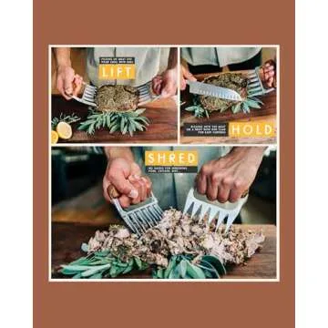 Premium 18/8 Stainless Steel Meat Shredder Claws with Wooden Handles: Effortlessly Shred, Pull, and Serve Pork, Turkey, Chicken, and Brisket!