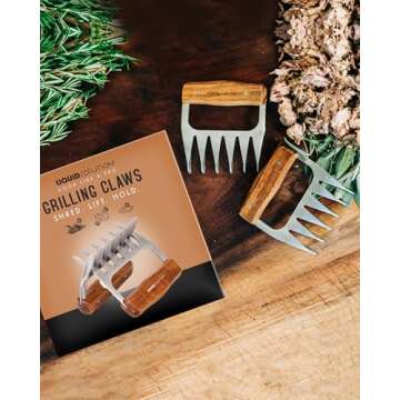 Premium 18/8 Stainless Steel Meat Shredder Claws with Wooden Handles: Effortlessly Shred, Pull, and Serve Pork, Turkey, Chicken, and Brisket!