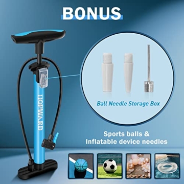 Topward Portable Bike Pump with Multi-Use Attachments