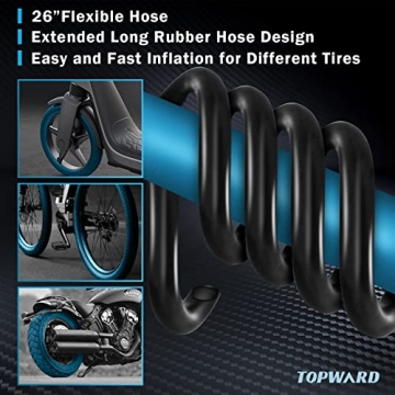 Topward Portable Bike Pump with Multi-Use Attachments