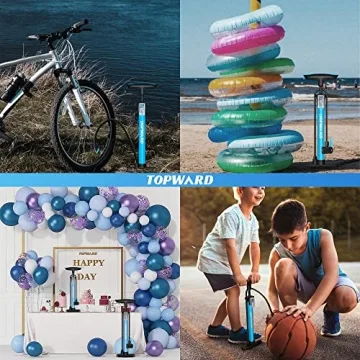 Topward Portable Bike Pump with Multi-Use Attachments