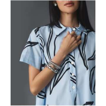 Women's Short Sleeve Swing Button Up Dress Collar Shirt Tunic Mini Dress A Line Floral Aesthetic Dress Blue