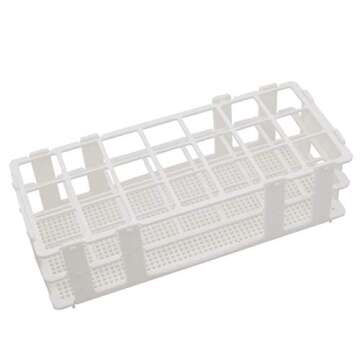 Pocomoco 3 Packs Plastic Test Tube Rack, 21 Holes Lab Test Tube Rack Holder for 30mm Test Tubes, White, Detachable (21 Holes)