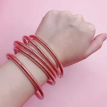 YBMYCM Glitter Jelly Bangles for Women - Colorful Bracelets Set