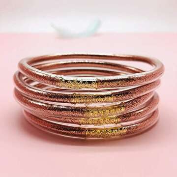 YBMYCM Glitter Jelly Bangles for Women - Colorful Bracelets Set