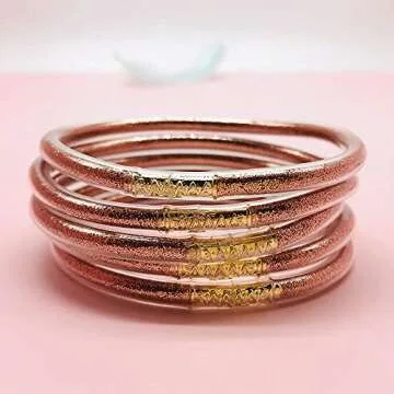 YBMYCM Glitter Jelly Bangles for Women - Colorful Bracelets Set