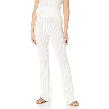 The Drop Women's Frankie Fitted Pull-on Cable Flare Pant, Ivory, S