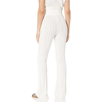 The Drop Women's Frankie Fitted Pull-on Cable Flare Pant, Ivory, S
