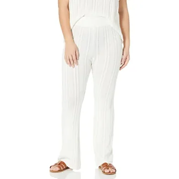 The Drop Women's Frankie Fitted Pull-on Cable Flare Pant, Ivory, S