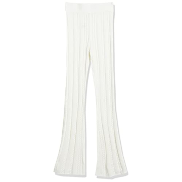 The Drop Women's Frankie Fitted Pull-on Cable Flare Pant, Ivory, S