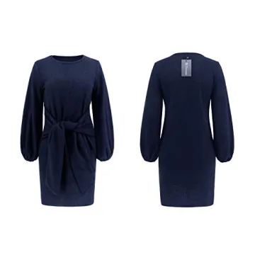 R.Vivimos Elegant Knitted Bodycon Tie Waist Dress