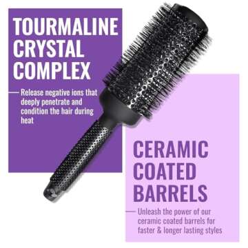 Ergo Ceramic Ionic Round Brush for Blow Out - Salon Quality Hair Brushes for Women - Roller Brush for Blow Drying, Wet and Dry Hair Styling, Volumizing Hair Care - ER53: 2"