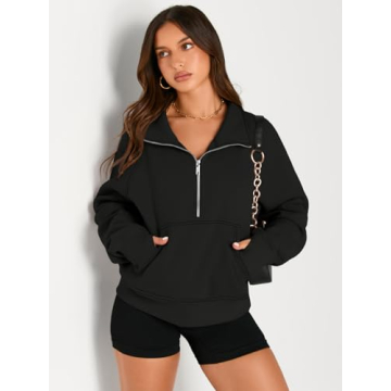 AUTOMET Women's Cozy Fleece Half Zip Pullover Hoodies