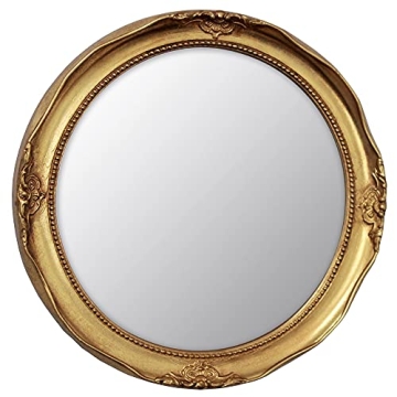 Funerom Vintage Decorative Wall Mirror Hanging Mirror Round (Gold, 12.2 inch)