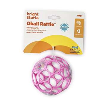 Bright Starts Oball Rattle Easy-Grasp Toy - Pink, Ages Newborn - 1 Count (Pack of 1)