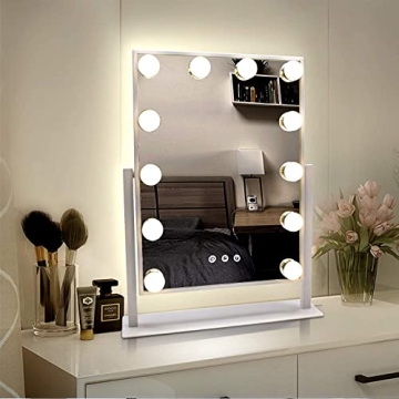 WEILY Hollywood Vanity Makeup Mirror, Large with 3 Color Light & 12 Dimmable Led Bulbs,Smart Lighted...