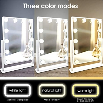 WEILY Hollywood Vanity Makeup Mirror with 3 Color Light