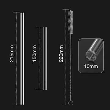 HeykirHome 12-Pack Reusable Glass Straws,6 Pack 8''x10 MM+ 6 Pack 5”x10 MM with 2 Cleaning Brush- Perfect For Smoothies, Tea, Juice