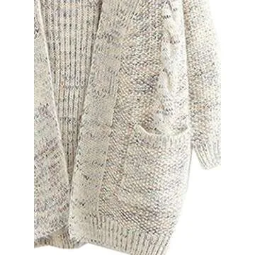 futurino Women's Cable Twist School Wear Boyfriend Pocket Open Front Cardigan Popcorn Sweaters