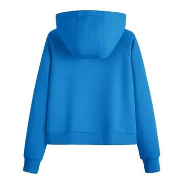 MAGCOMSEN Women's Cropped Sweatshirts Fleece Lined Hooded Pullover 1/2 Zipper Hoodies Quarter Zip Workout Tops Azure,L
