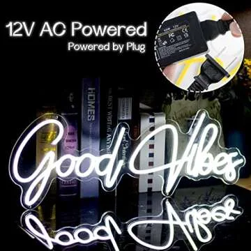 Large Neon Sign Good Vibes for Wall Decor LED Signs for Teenager Boys' Bedroom, Cool Staff for Men Room or Gamer Gift Ideas
