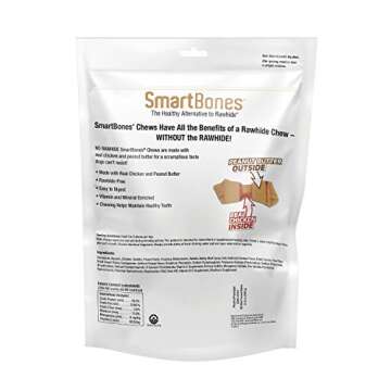 SmartBones Mini Bones With Real Peanut Butter 56 Count, Rawhide-Free Chews For Dogs