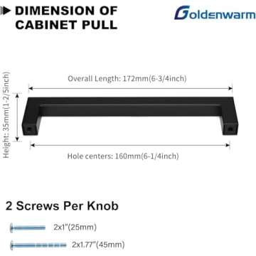 Goldenwarm 20pack Black Cabinet Handles Dresser Drawer Pulls - LSJ12BK160 Pull Handles for Cabinets ...