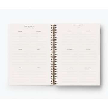 RIFLE PAPER CO. 2024 Flores 12-Month Softcover Spiral Planner - January-December, Sections for Monthly Views, Contacts, Celebrations, and Pockets Storage, (RP-PLC008)