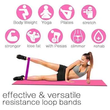 Cabepow Resistance Loop Exercise Bands, Exercise Fitness Resistance Band for Home Fitness,Crossfit,Stretching, Strength Training, Physical Therapy,Natural Latex Workout Bands, Pink Set of 5.