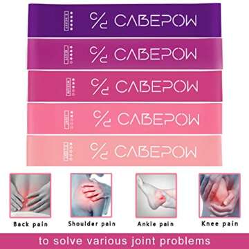 Cabepow Resistance Loop Exercise Bands, Exercise Fitness Resistance Band for Home Fitness,Crossfit,Stretching, Strength Training, Physical Therapy,Natural Latex Workout Bands, Pink Set of 5.