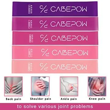 Cabepow Resistance Loop Exercise Bands, Exercise Fitness Resistance Band for Home Fitness,Crossfit,Stretching, Strength Training, Physical Therapy,Natural Latex Workout Bands, Pink Set of 5.